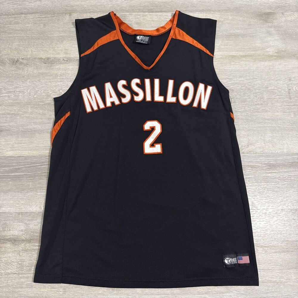 Massillon Tigers Basketball Jersey Washington High Men’s Black Orange #2 V Neck